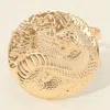 Fashnzfab Round Metal Embossed Snake Plate Accent Cuff Bracelet Gold In Gold