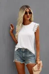 Fashnzfab Round Neck Hollow Shoulder Solid Fit Top