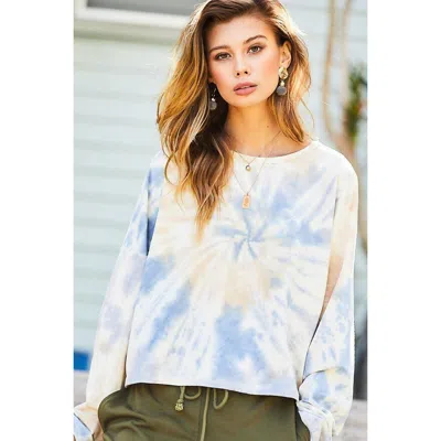 Fashnzfab Round Neck Oversize Fit Crop Tie-dye French Terry Pullover In Multi