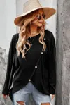 Fashnzfab Round Neck Solid Button Top
