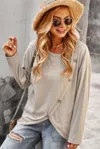 Fashnzfab Round Neck Solid Button Top