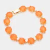 Fashnzfab Round Neon Stone Link Evening Bracelet In Orange