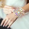 Fashnzfab Round Oval Marquise Stone Embellished Pearl Bracelet Ab, Cream, Gold In Multi
