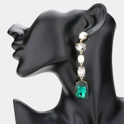 Fashnzfab Round Oval Stone Link Dangle Evening Earrings In Metallic
