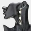 Fashnzfab Round Oval Stone Link Dangle Evening Earrings In Multi