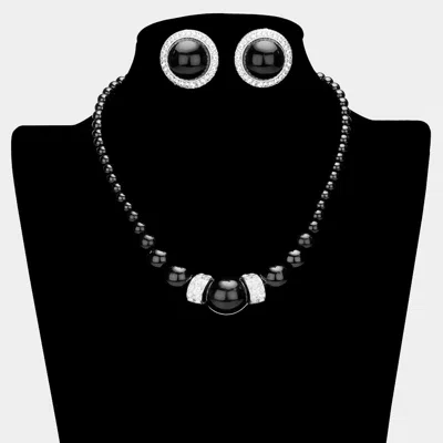 Fashnzfab Round Pearl Necklace In Metallic