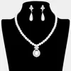 Fashnzfab Round Pearl Pointed Pendant Necklace In Black