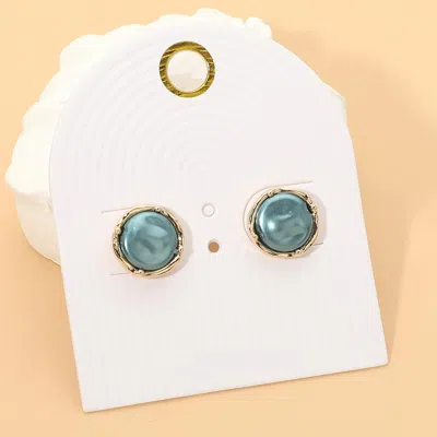 Fashnzfab Round Pearl Stud Earrings In Multi