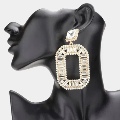 Fashnzfab Round Rectangle Stone Cluster Open Octagon Dangle Evening Earrings In Metallic
