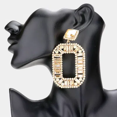 Fashnzfab Round Rectangle Stone Cluster Open Octagon Dangle Evening Earrings In Metallic