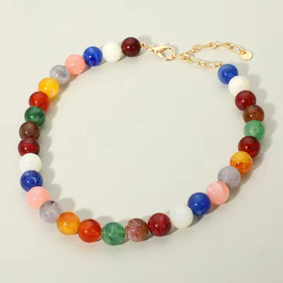 Fashnzfab Round Resin Ball Beaded Necklace In Multi