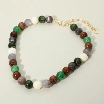 Fashnzfab Round Resin Ball Beaded Necklace In Multi