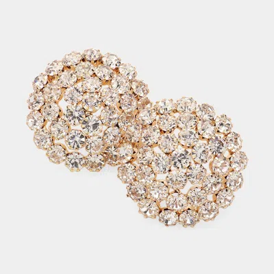 Fashnzfab Round Rhinestone Cluster Embellished Evening Earrings In Multi