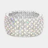 Fashnzfab Round Rhinestone Crystal Evening Stretch Bracelet Ab, Silver In Multi