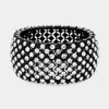 Fashnzfab Round Rhinestone Crystal Evening Stretch Bracelet Black In Black