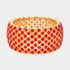 Fashnzfab Round Rhinestone Crystal Evening Stretch Bracelet Red In Red