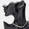 Fashnzfab Round Rhinestone Pave Evening Choker Necklace In Gold