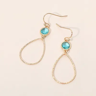 Fashnzfab Round Stone Accent Textured Wire Open Teardrop Earrings In Gold