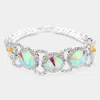 Fashnzfab Round Stone Accented Evening Bracelet 0.6" H, 7.75" L In Multi