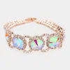 Fashnzfab Round Stone Accented Evening Bracelet Ab, Rose Gold In Multi