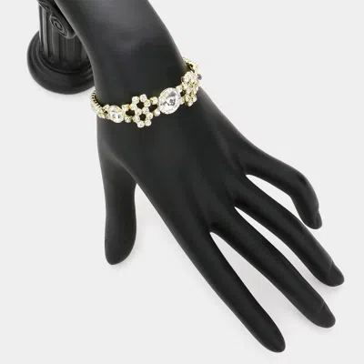 Fashnzfab Round Stone Accented Evening Bracelet In Gold