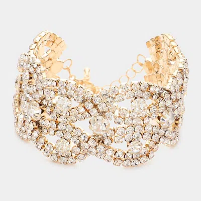 Fashnzfab Round Stone Accented Evening Bracelet In Gold