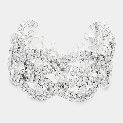 Fashnzfab Round Stone Accented Evening Bracelet In Metallic