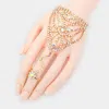 Fashnzfab Round Stone Accented Hand Chain Evening Bracelet Ab, Gold In Multi