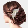 Fashnzfab Round Stone Accented Rhinestone Hair Comb In White