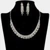 Fashnzfab Round Stone Accented Rhinestone Paved Collar Necklace In Metallic