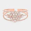 Fashnzfab Round Stone Accented Rhinestone Paved Split Cuff Bracelet Rose Gold In Multi