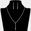Fashnzfab Round Stone Accented Rhinestone Paved Y Necklace In Metallic