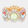 Fashnzfab Round Stone Accented Stretch Evening Bracelet Ab, Gold In Multi