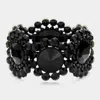 Fashnzfab Round Stone Accented Stretch Evening Bracelet Jet Black In Black