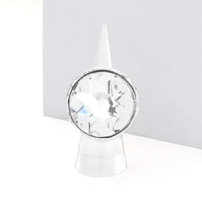 Fashnzfab Round Stone Accented Stretch Ring In Metallic