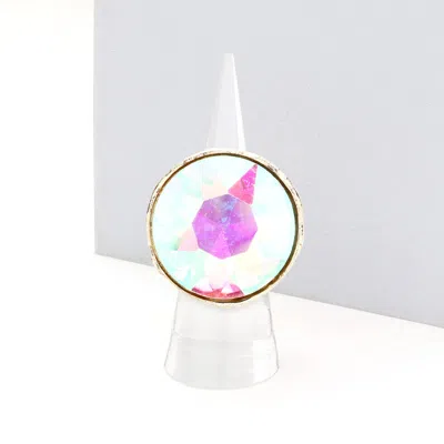 Fashnzfab Round Stone Accented Stretch Ring In Multi
