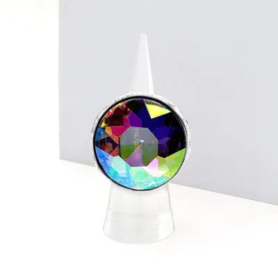 Fashnzfab Round Stone Accented Stretch Ring In Multi