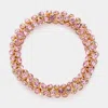 Fashnzfab Round Stone Bezel Stretch Evening Bracelet Gold, Pink In Multi