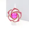 Fashnzfab Round Stone Centered Rhinestone Flower Stretch Ring In Pink