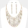 Fashnzfab Round Stone Cluster Bib Necklace In Gold