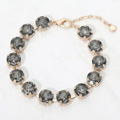 Fashnzfab Round Stone Cluster Link Bracelet In Silver