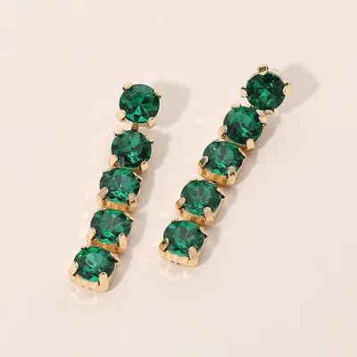 Fashnzfab Round Stone Cluster Link Drop Evening Earrings In Gold