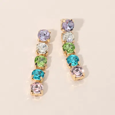 Fashnzfab Round Stone Cluster Link Drop Evening Earrings In Multi