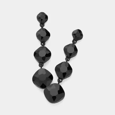 Fashnzfab Round Stone Cluster Link Dropdown Evening Earrings In Black