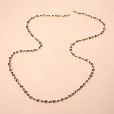 Fashnzfab Round Stone Cluster Link Tennis Chain Long Necklace In Multi