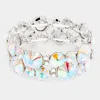 Fashnzfab Round Stone Cluster Stretch Evening Bracelet Ab, Silver In Multi