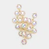 Fashnzfab Round Stone Cluster Vine Dangle Evening Earrings - Ab, Gold In Gold