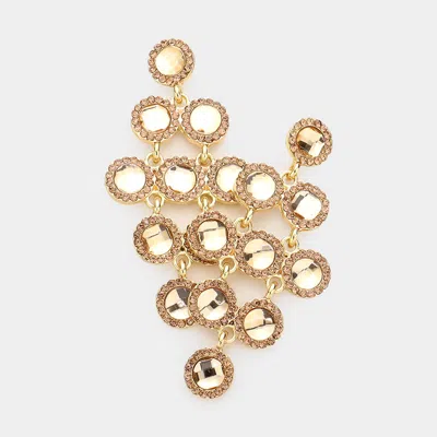 Fashnzfab Round Stone Cluster Vine Dangle Evening Earrings - Lt Col Topaz In Gold