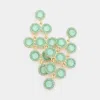 Fashnzfab Round Stone Cluster Vine Dangle Evening Earrings - Mint, Opal In Green
