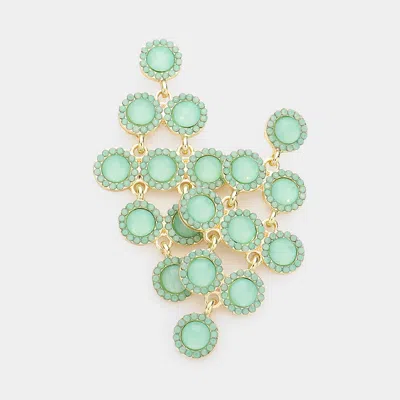 Fashnzfab Round Stone Cluster Vine Dangle Evening Earrings - Mint, Opal In Green